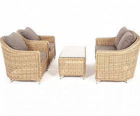 Лаунж-зона Кон Панна 4SIS из искусственного ротанга, цвет соломенный