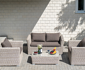 Капучино Сингл лаунж-зона из искусственного ротанга, цвет бежевый