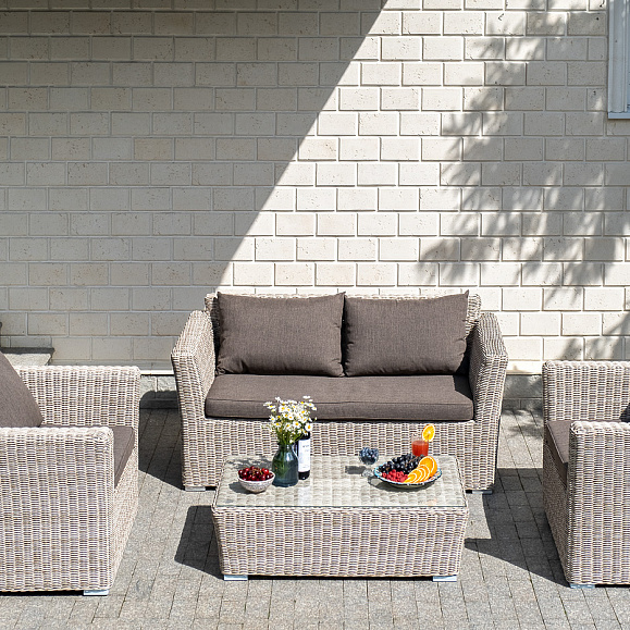 Капучино Сингл лаунж-зона из искусственного ротанга, цвет бежевый фото 6