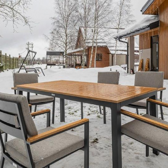 Обеденный комплект Oscar Royal Family со столешницей из тика, цвет светло серый фото 9