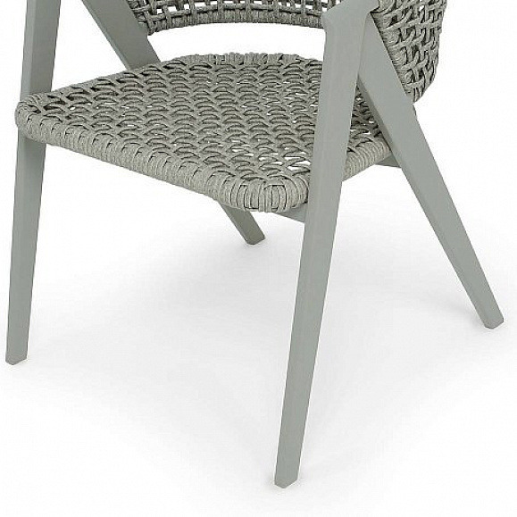 Стул Амстердам 4SIS плетеный из роупа, каркас алюминий, роуп серый круглый фото 2