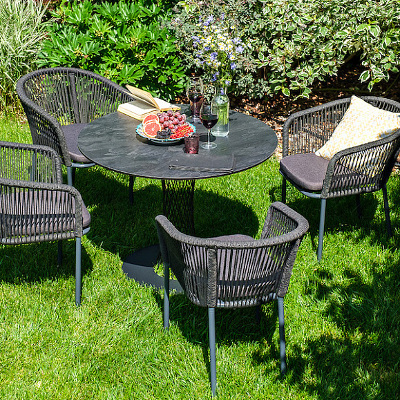 Диего обеденная группа на 4 персоны со стульями Марсель, столешница серый гранит фото 2