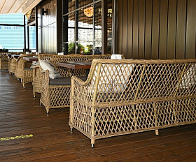 Диван двухместный Латте 4SIS из искусственного ротанга, цвет соломенный