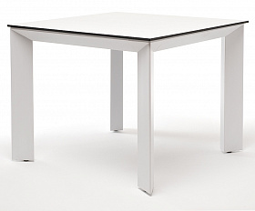 Венето обеденный стол из HPL 90х90см, цвет молочный, каркас белый