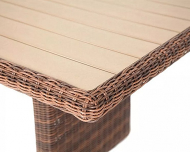 Плетеный обеденный стол Бергамо 4SIS из искусственного ротанга, цвет коричневый