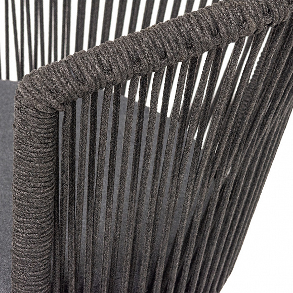 Люксембург стул плетеный из роупа, каркас из стали темно-серый (RAL7024) муар, роуп темно-серый круглый, ткань темно-серая 027 фото 7