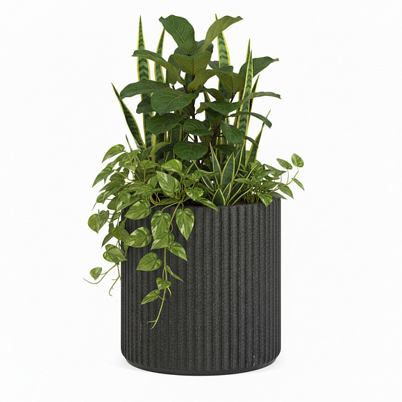 Кашпо TERRAFAKTURA Рифлоу D40H40 Базальт фото 3