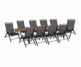 Комплект обеденной мебели Lyon-Andy 280A+10R Brafritid антрацит/натуральный, алюминий/тик