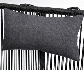 Мадрид кресло плетеное из роупа, каркас алюминий темно-серый (RAL7024) муар, роуп темно-серый круглый, ткань темно-серая 027