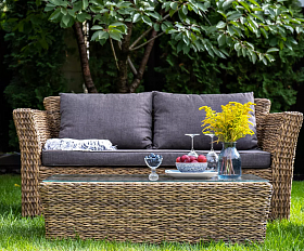 Лаунж-зона Капучино Сингл 4SIS из искусственного ротанга (гиацинт), цвет соломенный