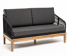 Диван двухместный Канны 4SIS из роупа (веревки), каркас дуб, цвет темно-серый