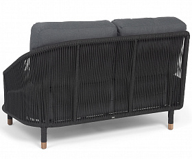 Верона левый модуль плетеный из роупа, каркас алюминий темно-серый (RAL7024) муар, роуп темно-серый круглый, ткань темно-серая 027, L131х89