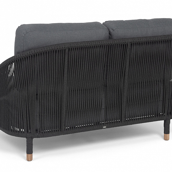 Верона левый модуль плетеный из роупа, каркас алюминий темно-серый (RAL7024) муар, роуп темно-серый круглый, ткань темно-серая 027, L131х89 фото 5