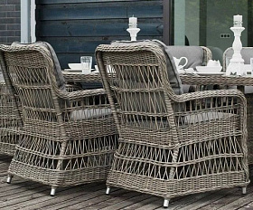 Обеденная группа Цесена 4SIS из искусственного ротанга, цвет бежевый