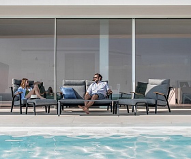 Комплект лаунж мебели Malmo Brafritid с 2-х местным диваном, антрацит/серый, алюминий