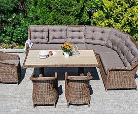 Центральный модуль дивана Бергамо 4SIS из искусственного ротанга, цвет коричневый