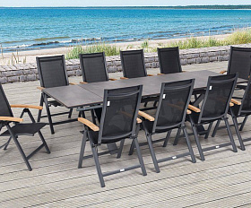 Комплект обеденной мебели Nora-Andy 10R Brafritid антрацит/серый, алюминий/тик