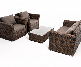 Лаунж-зона Капучино Сингл 4SIS из искусственного ротанга (гиацинт), цвет коричневый