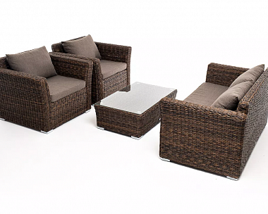 Лаунж-зона Капучино Сингл 4SIS из искусственного ротанга (гиацинт), цвет коричневый