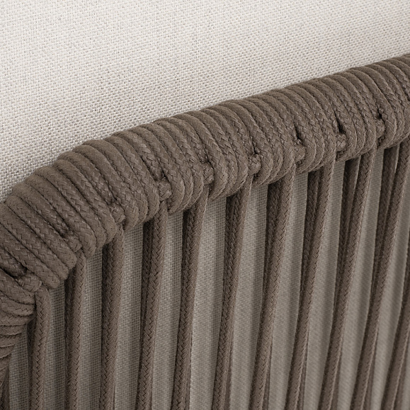 Канны угловой модуль плетеный из роупа, каркас алюминий коричневый (RAL8016) муар, роуп коричневый круглый, ткань бежевая 15052 фото 2