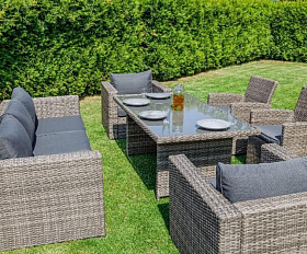 Обеденный комплект Karl plus Royal Family из искусственного ротанга, цвет серый