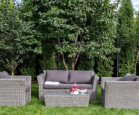 Диван двухместный Капучино 4SIS из искусственного ротанга (гиацинт), цвет графит