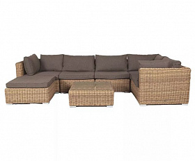 Лаунж-зона трансформирующаяся Лунго 4SIS из искусственного ротанга, цвет соломенный