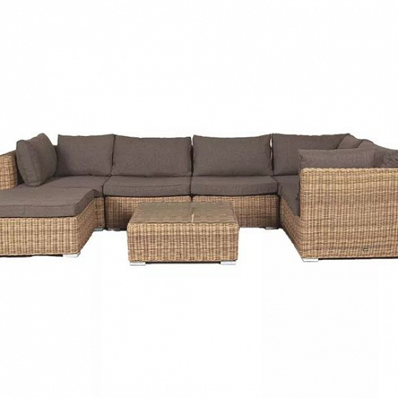 Лаунж-зона трансформирующаяся Лунго 4SIS из искусственного ротанга, цвет соломенный фото 2