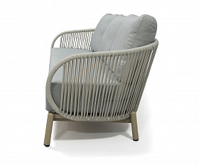 Прато диван трехместный из искусственного ротанга, цвет светло-серый, каркас под дерево (холодно-бежевый)