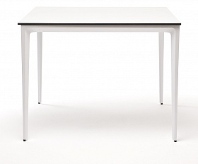 Малага обеденный стол из HPL 90х90см, цвет молочный, каркас белый