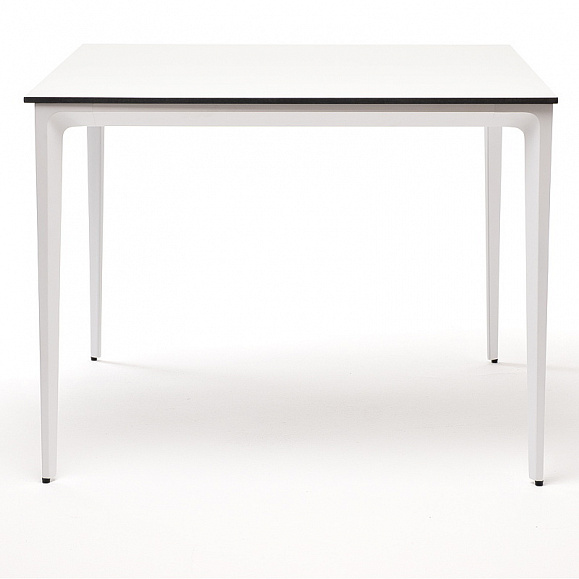 Малага обеденный стол из HPL 90х90см, цвет молочный, каркас белый фото 2