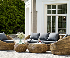 Лаунж-Зона Барселона 4SIS из искусственного ротанга, цвет соломенный