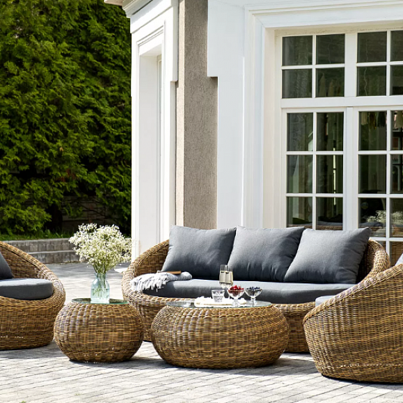 Лаунж-Зона Барселона 4SIS из искусственного ротанга, цвет соломенный фото 2