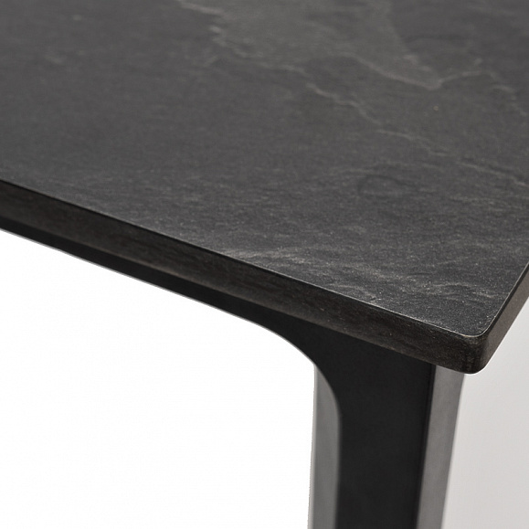 Малага обеденный стол из HPL 90х90см, цвет серый гранит, каркас черный фото 3