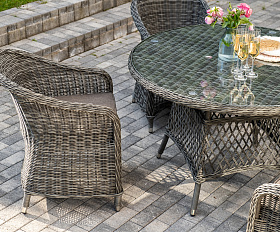 Равенна обеденная группа плетеная, цвет графит