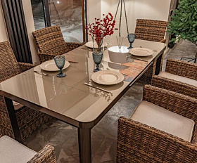 Обеденный комплект Ludwig + Fiona Royal Family из искусственного ротанга, цвет коричневый