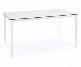 Малага обеденный стол из HPL 160х80см, цвет молочный, каркас белый
