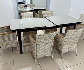 Обеденный комплект Ludwig + Amelia Royal Family из искусственного ротанга, цвет бежевый