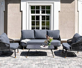 Лаунж-Зона Верона 4SIS 5-местная плетеная из роупа (веревки), каркас алюминиевый темно-серый, роуп темно-серый