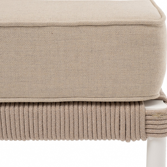 Канны правый модуль плетеный из роупа, каркас алюминий белый муар, роуп бежевый круглый, ткань бежевая 15052 фото 6