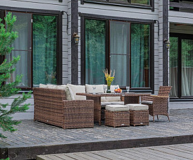 Угловой комплект Zorro Wood Royal Family из искусственного ротанга, цвет коричневый