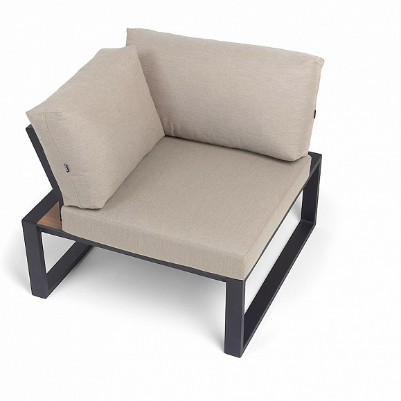 Тулон угловой модуль, каркас алюминий, HPL дуб, черный муар, ткань бежевая 15052 фото 5