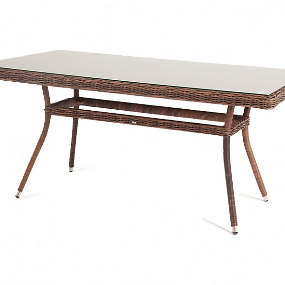 Латте плетеный стол из искусственного ротанга 140х80см, цвет коричневый фото 1