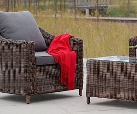 Кресло Кон Панна 4SIS из искусственного ротанга, цвет коричневый