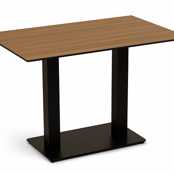 Каффе стол из HPL 110х70см, цвет дуб, подстолье стальное двойное фото 1