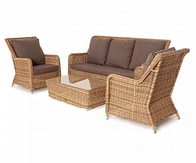 Лаунж-зона Гляссе 4SIS из искусственного ротанга, цвет соломенный