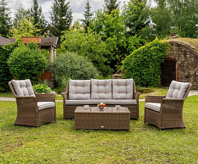 Лаунж-зона Victor Royal Family из искусственного ротанга, цвет коричневый