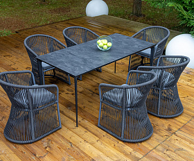 Романо обеденная группа на 6 персон, каркас темно-серый, роуп темно-серый