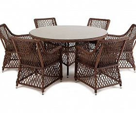Обеденная группа Эспрессо-150 L 4SIS из искусственного ротанга, цвет коричневый