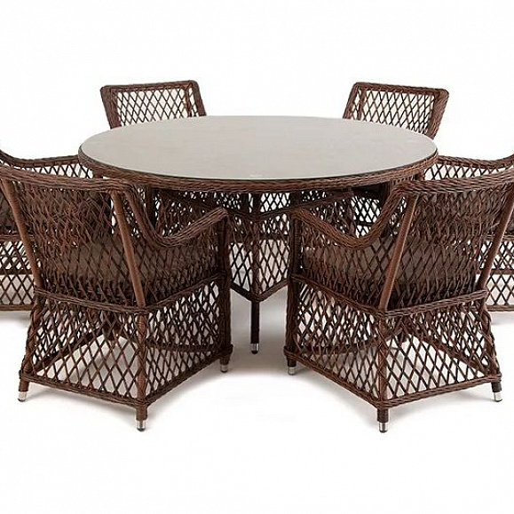 Обеденная группа Эспрессо-150 L 4SIS из искусственного ротанга, цвет коричневый фото 1